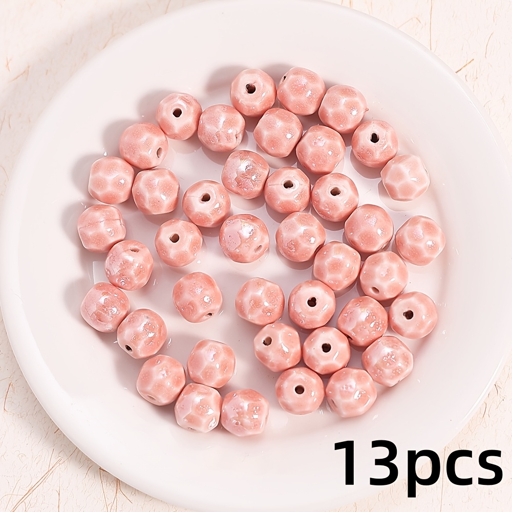 13pcs Ceramic Cut Face Round Beads for Handmade Jewellery Making